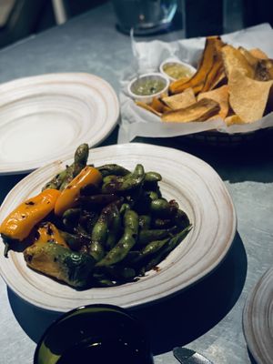 Edamame and chips  at Bang Up To The Elephant in Denver