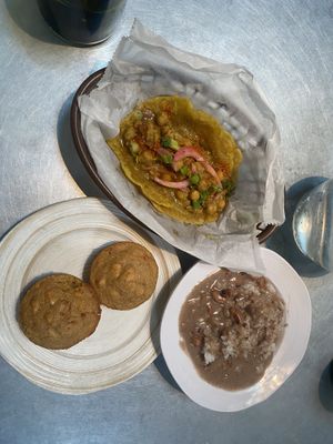 Double, corn bread and black eyed peas and rice  at Bang Up To The Elephant in Denver