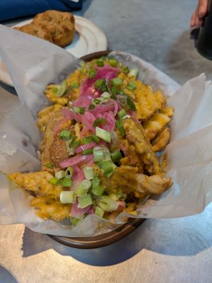 Curried waffle fries at Bang Up To The Elephant in Denver