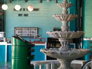 Counter with donut display at Bang Up To The Elephant in Denver