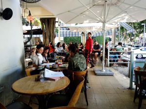 Outdoor seating at Nechama Vahetzi at Nehama Vahetzi in Tel Aviv