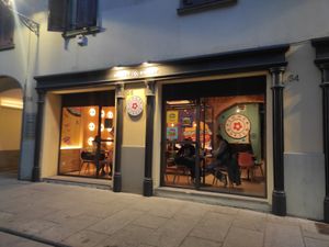 Outside at Flower Burger in Bergamo