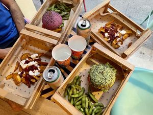 Big dinner  at Flower Burger in Bergamo