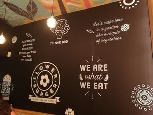 Quirky decor at Flower Burger in Bergamo