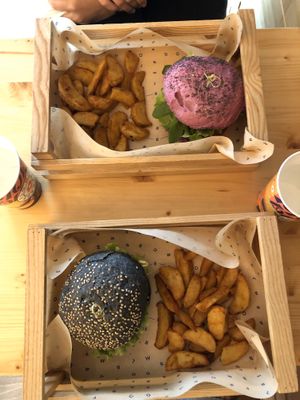 Black and pink Burger. at Flower Burger in Bergamo
