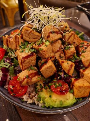 Tofu salad bowl at Raiz in Sintra