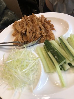 Vegan crispy ‘duck’ - delicious! at G-Wu in Leeds