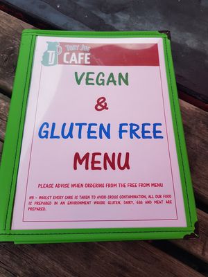 Big vegan option menu at Toby Jug Cafe in Boscastle