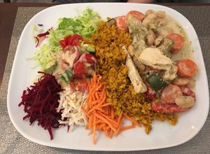 Vegan curry at Organic Green Butik and Cafe in Stockholm