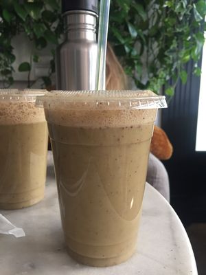 Matcha choc chip smoothie at Wolfox in Hove