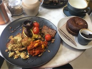 Vegan Brekkie +bagel w/ vegan nutella! I started eating before taking pic sorry at Wolfox in Leeds