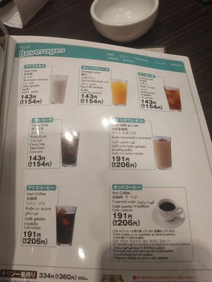 Following drinks were available free with an observatory ticket at CoCo Ichibanya - Umeda Sky Building in Osaka