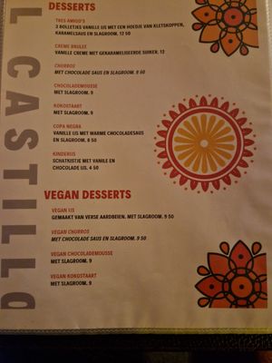 Vegan menu at El Castillo in Valkenburg