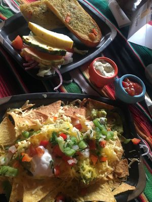 Vegan nacho’s and garlic bread. Super delicious at El Castillo in Valkenburg