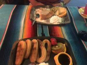 Vegan churro’s and vegan coconutpie at El Castillo in Valkenburg