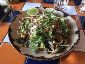 Vegan tofu pad thai  at Suzie Luck's in Battery Point
