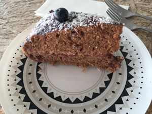 Chocolate cake at Kirana Cafe in Peniche