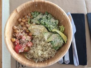 Big vegan bowl at Kirana Cafe in Peniche