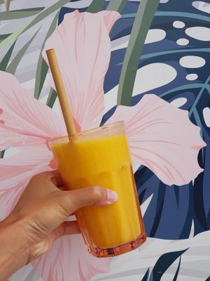 I love fresh smoothies and juices at Kirana Cafe in Peniche