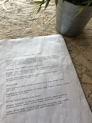 menu at Kirana Cafe in Peniche