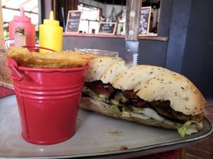 Vegan sandwich at Aroma Coffee Bar in Cahuita