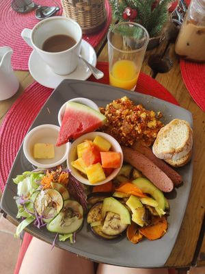 Complete Vegan Breakfast at Aroma Coffee Bar in Cahuita