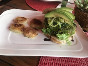 Green Burger at Aroma Coffee Bar in Cahuita