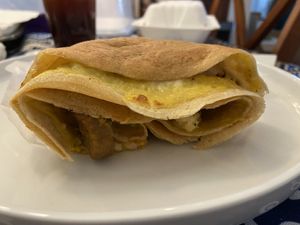 The layers!!! Vegan Spanish omelet  at Rachel's Cafe & Creperie in Lancaster