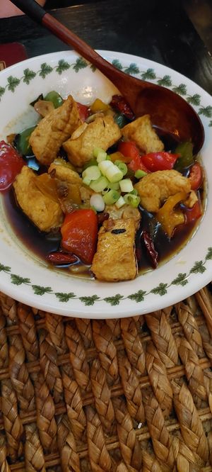 Fried tofu in vegan oyster sauce at Suyuan in Bristol