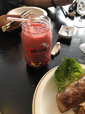 Raspberry rush smoothie at Suyuan in Bristol