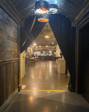 Indoor seating near brewery shop at Captain Lawrence Brewing Company in Elmsford