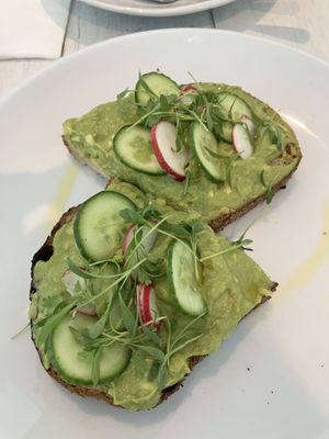 Avocado toast.  at Pura Vida - South of Fifth in Miami Beach