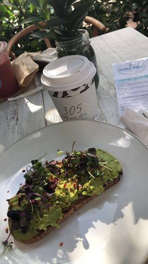 Avo toast at pure Vida Miami  at Pura Vida - South of Fifth in Miami Beach