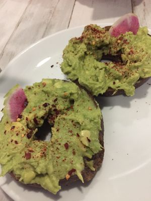 Avocado 🥑 bagel  at Pura Vida - South of Fifth in Miami Beach