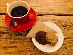 Coffee and cookies  at Cafe Triciclo in Santiago