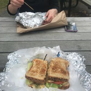 the globe trotter without cheese to be made vegan! at Jess's Juice Bar in Lambertville