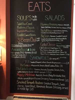 Menu blackboard 1 at Jess's Juice Bar in Lambertville