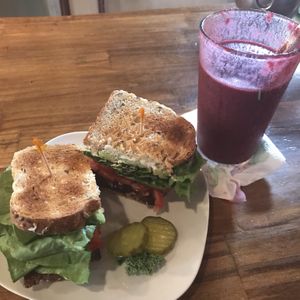 TLT sandwich, bees knees smoothie. so good!!!  at Jess's Juice Bar in Lambertville