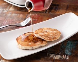 "Vegan Hotcakes"
Fig and Cranberry Hotcakes, served with real maple syrup and Vegan ice-cream. at The Moldy Fig in Brunswick East