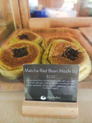 Matcha red bean mochi at Slow Bakes in Central Singapore
