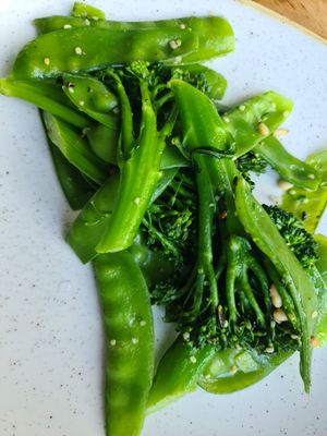 Poached eggs off  the breakfast menu, the vegan option. 😄. at The Island in Surfers Paradise