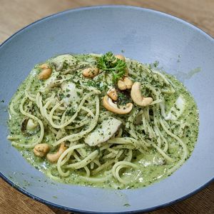 Basil Cashew Pesto Pasta at Saute-san 素特-さん in Central Singapore