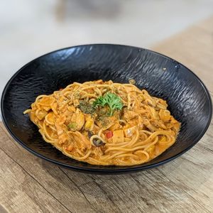 Vegan Kimchi Gochujang Cream Pasta at Saute-san 素特-さん in Central Singapore