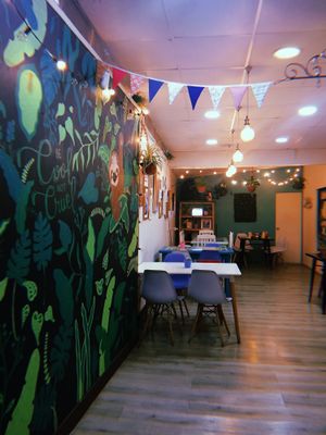 Cute decor at Lazy Vegan in Santiago