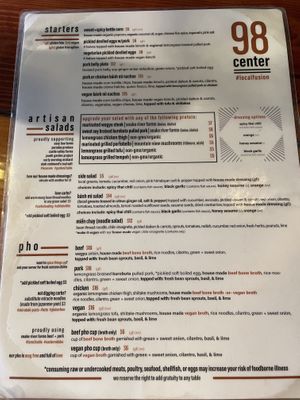 Menu at 98 Center Moab in Moab