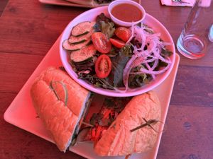 Side salad with the banh mi   at 98 Center Moab in Moab