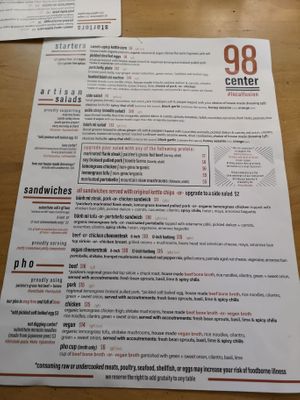 menu at 98 Center Moab in Moab