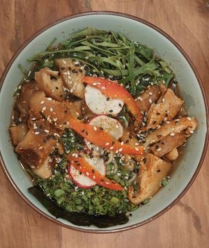 Veg ramen at Espacio Lagom in Arequipa