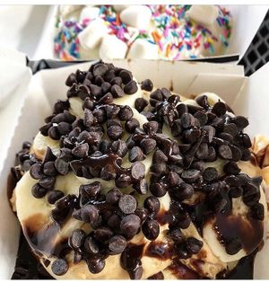 Funky monkey and birthday cake  at Cinnaholic in San Jose