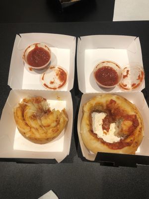 Who eats pizza rolls this way? at Cinnaholic in San Jose
